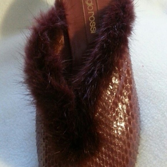 Sergio Rossi Snakeskin/ fox fur shoes